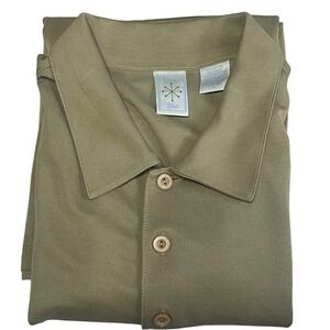 Burma Bibas Mens Large Khaki Polo Shirt Rayon Blend Soft Polo Classic